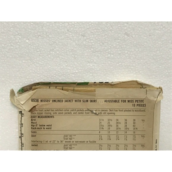 Simplicity 6536 ESP Extra Sure Pattern Misses Unlined Jacket Slim Skirt Sewing - Picture 7 of 8